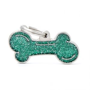BIG-BONE-GLITTER-GREEN-Dog-Tag