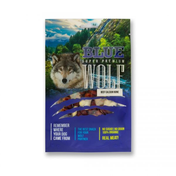 BLUE WOLF חטיף פרימיום לכלב – בשר בקר מלופף על עצם סידן