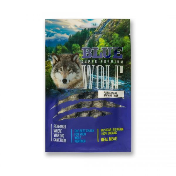 BLUE WOLF חטיף פרימיום לכלב – דג מלופף על עור בקר