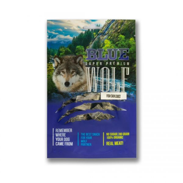 BLUE WOLF חטיף פרימיום לכלב – ספיישל קוביות עור דג